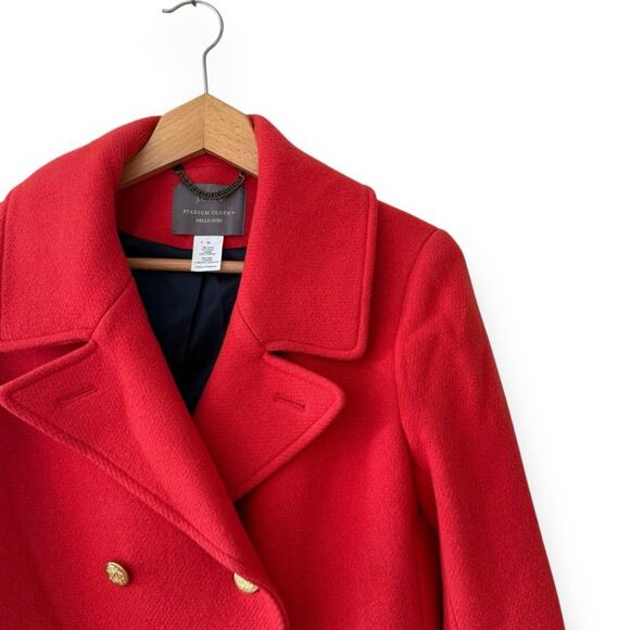J. Crew Majestic Wool Peacoat 49360 Red Orange Double Breasted Jacket 10 Women’s - Picture 3 of 8